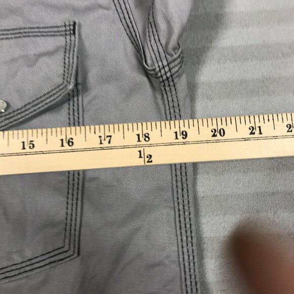 Western Welder Shirt Mens Small Gray Pearl Heavy Canvas Pearl Snap Triple Stitch - Picture 7 of 12